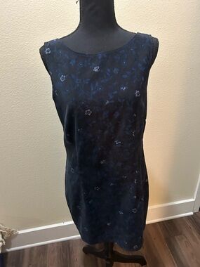Sleeveless Navy Floral Shift Dress